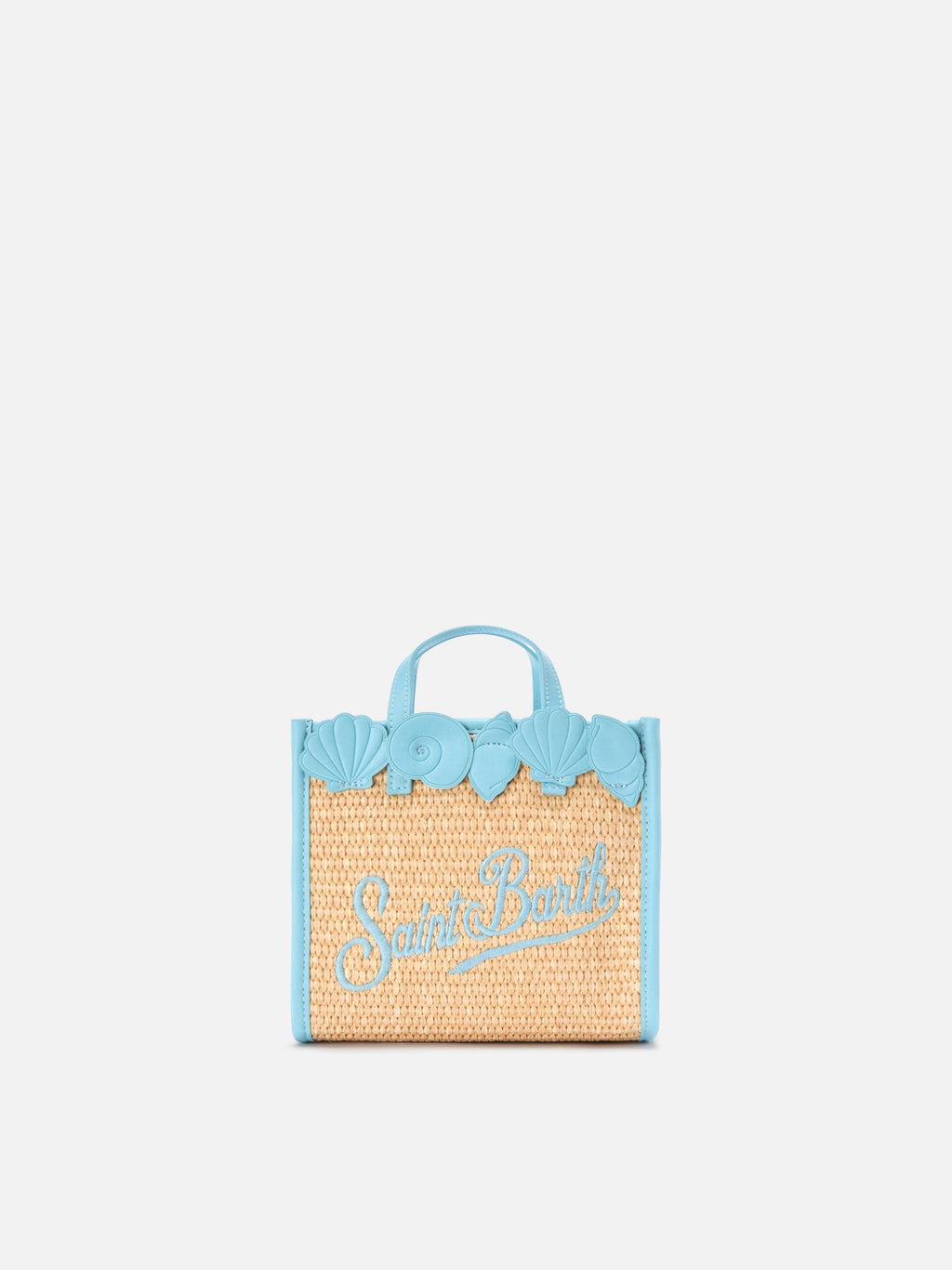 Borsa Vivian mini in tessuto effetto paglia con ricami decorativi
