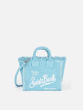 Borsa Mini Vanity in canvas di cotone azzurro