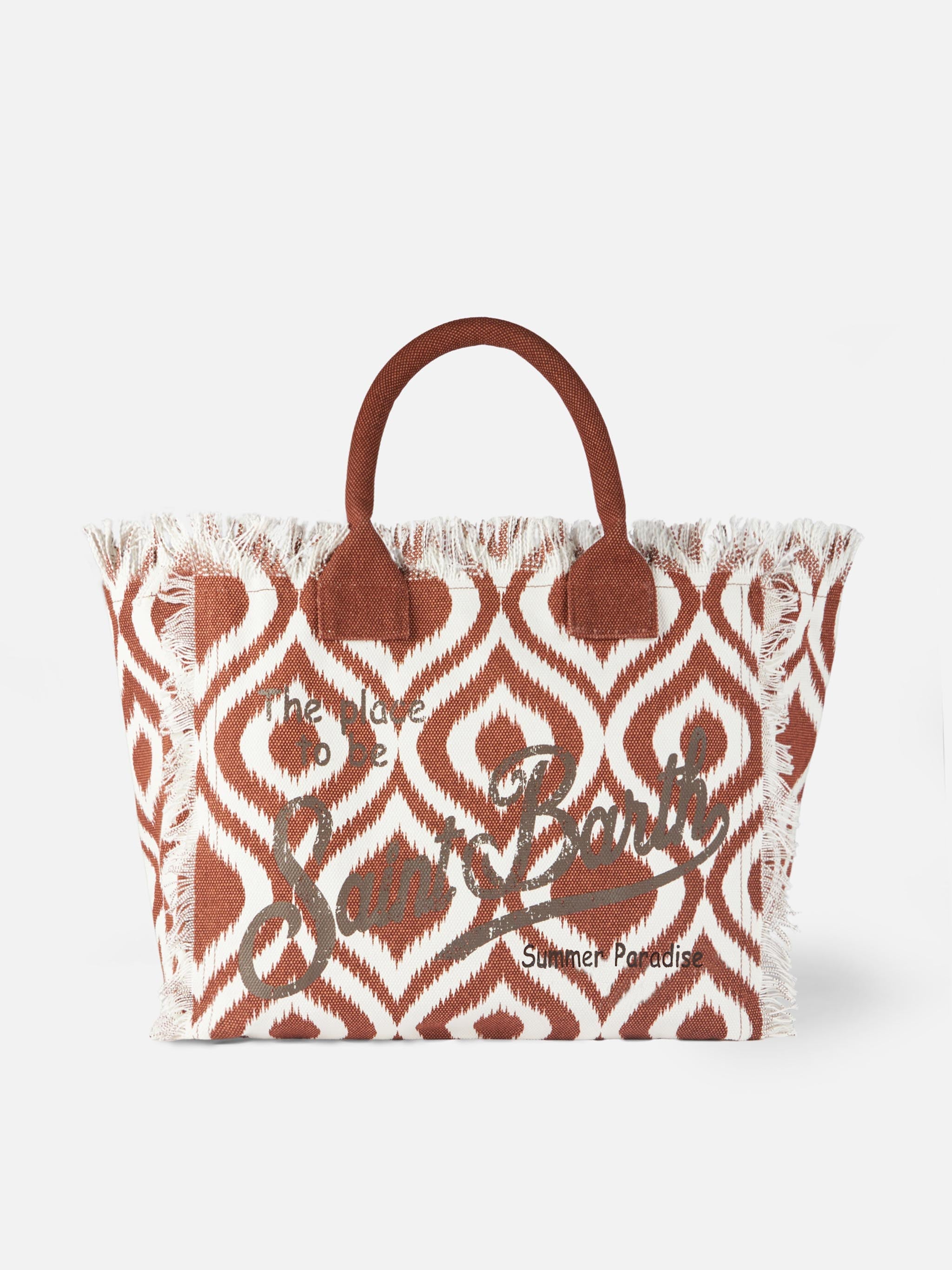 Borsa a spalla Vanity in canvas con stampa ikat